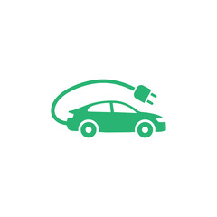 Electric car icon on white background