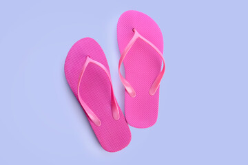 Stylish flip-flops on white background