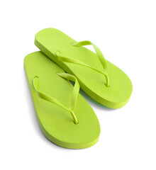 Stylish flip-flops on white background
