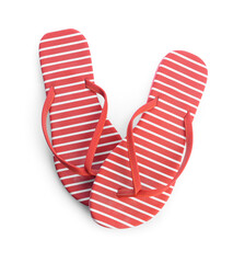 Stylish flip-flops on white background