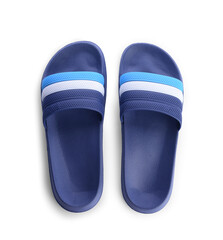 Stylish flip-flops on white background