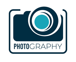 Photography service studio or company logotype with camera