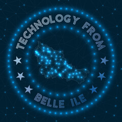 Technology From Belle Ile. Futuristic geometric badge of the island. Technological concept. Round Belle Ile logo. Vector illustration.