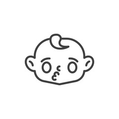 Baby Blowing Kiss line icon. linear style sign for mobile concept and web design. Baby face kiss outline vector icon. Symbol, logo illustration. Vector graphics