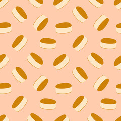 Fototapeta na wymiar Fluffy japanese pancakes vector seamless pattern background. 