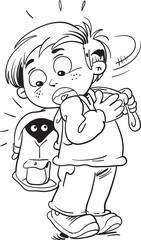 Cartoon boy carrying  backpack