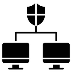 Network security, Telecommuting or remote work icon, vector illustration