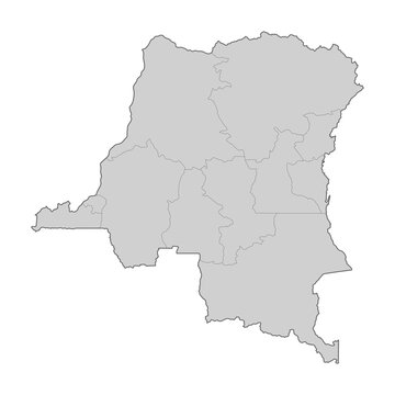 Map of Democratic Republic of the Congo divided to regions. Outline map. Vector illustration.