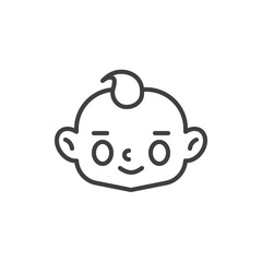 Happy baby boy face line icon. linear style sign for mobile concept and web design. Smiling child face outline vector icon. Symbol, logo illustration. Vector graphics