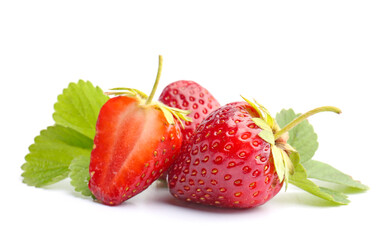 Fresh ripe strawberry on white background
