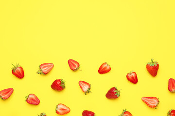 Fresh ripe strawberry on color background