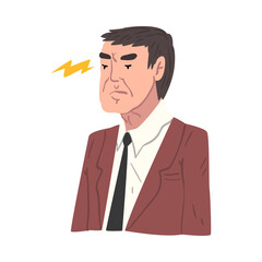 Stressed Businessman Working Overwhelmed, Man Working Hard Solving Business Problems Vector Illustratio