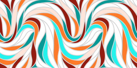 Colorful seamless striped pattern. Wavy stylish abstract background.