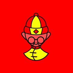 the chinese man shaolin wear red suit on lunar new year