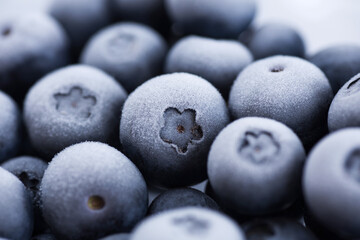 Frozen blueberries background.