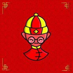 the chinese man shaolin wear red suit on lunar new year