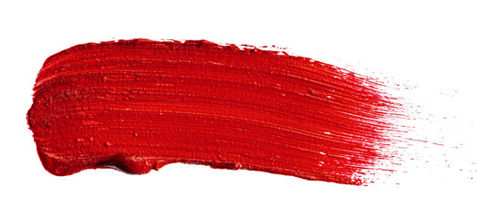 Stain swatch of a red matte lipstick on white background - obrazy, fototapety, plakaty