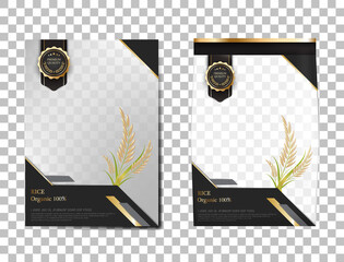 Rice Package Thailand food Products, Black gold banner and poster template vector design rice.