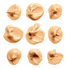 Set of makeup foundation drops isolated on white background