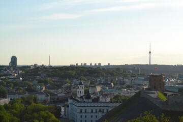 Obraz premium City landscape with Gediminas' castle in Vilnius