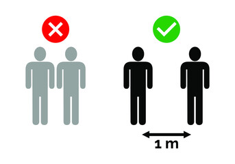 1 meter social distance vector illustration