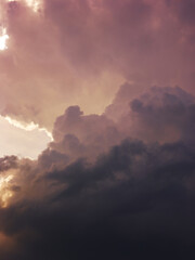 Amazing stormy dark clouds in evening sky
