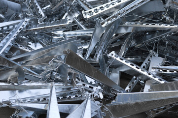 metal parts cable trays for laying wires in mines and buildings. close-up