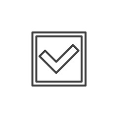 Check box with check mark line icon. onfirmation linear style sign for mobile concept and web design. Approve, tick outline vector icon. Symbol, logo illustration. Vector graphics