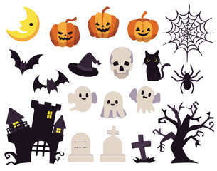 ハロウィンのかわいいアイコンセット