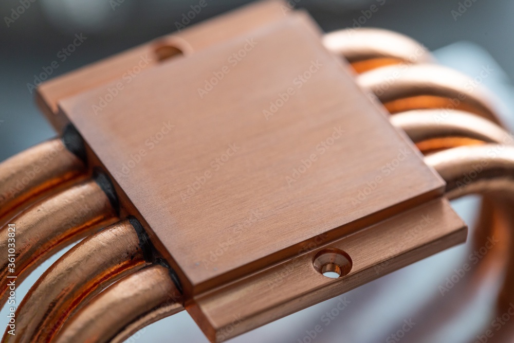Poster macro shot of a copper heatsink for computer processors
