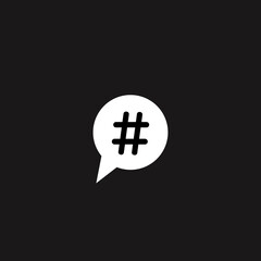 linear black hashtag logo in bubble. Vector