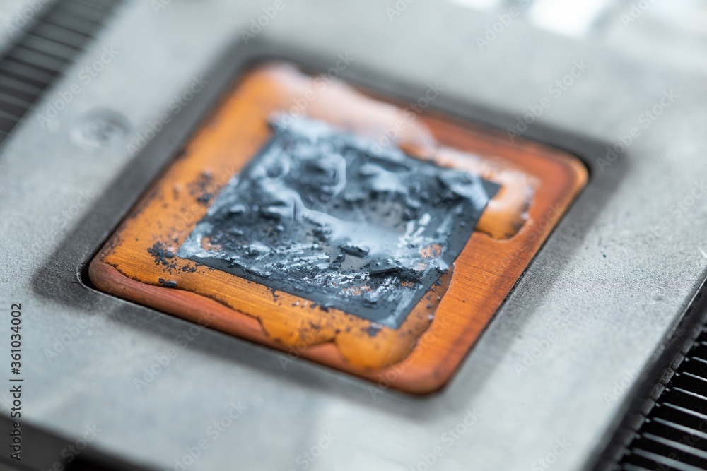 Poster macro shot of a copper heatsink for computer processors