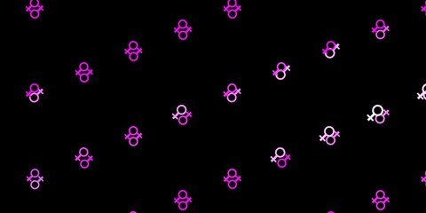 Dark Purple, Pink vector backdrop with woman's power symbols.