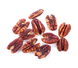 Pecan nuts isolated on white background