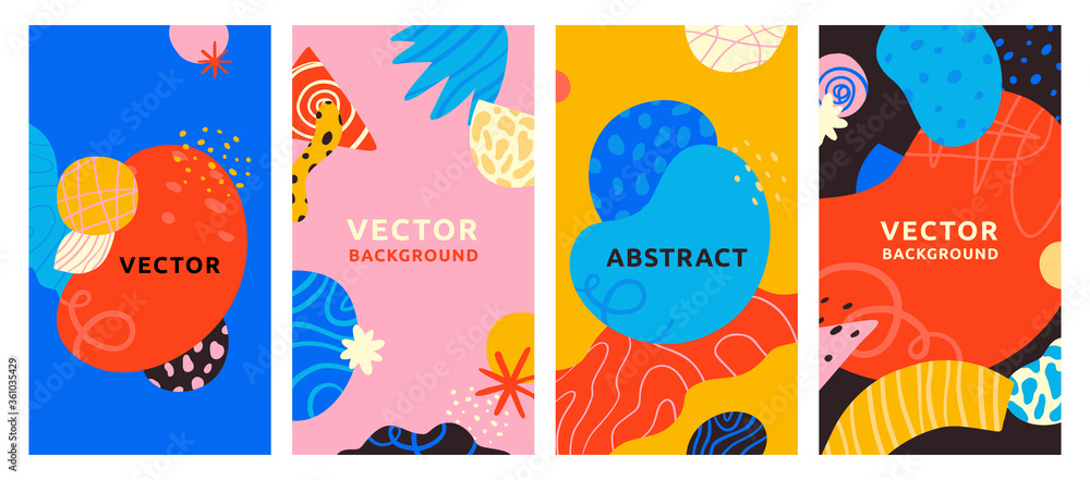 Aufkleber Vector set of abstract creative backgrounds in minimal trendy style with copy space for text - design templates for social media stories - simple, stylish and minimal wallpaper designs