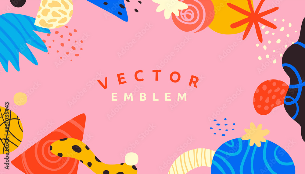 Aufkleber Vector abstract creative background in minimal trendy style with copy space for text and modern art shapes - digital collage, horizontal design template , simple, stylish and minimal wallpaper design 