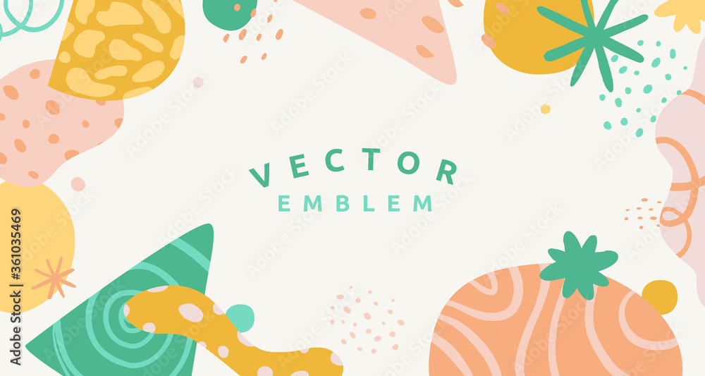 Poster Vector abstract creative background in minimal trendy style with copy space for text and modern art shapes - digital collage, horizontal design template , simple, stylish and minimal wallpaper design 