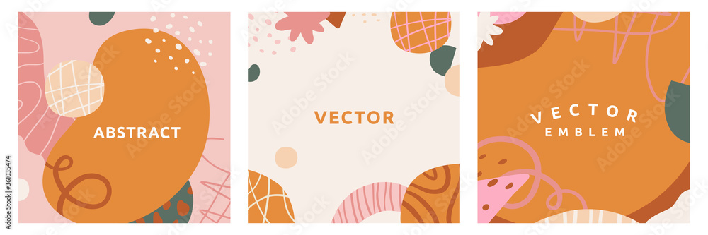 Poster Vector set of abstract creative backgrounds in minimal trendy style with copy space for text - design templates for social media stories - simple, stylish and minimal wallpaper designs
