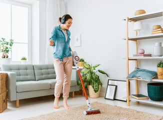woman doing cleaning the house.