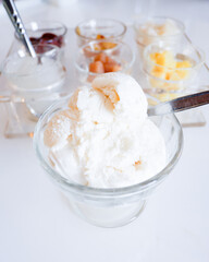 Coconut milk ice cream with Thai style toppings