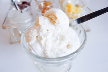 Coconut milk ice cream with Thai style toppings