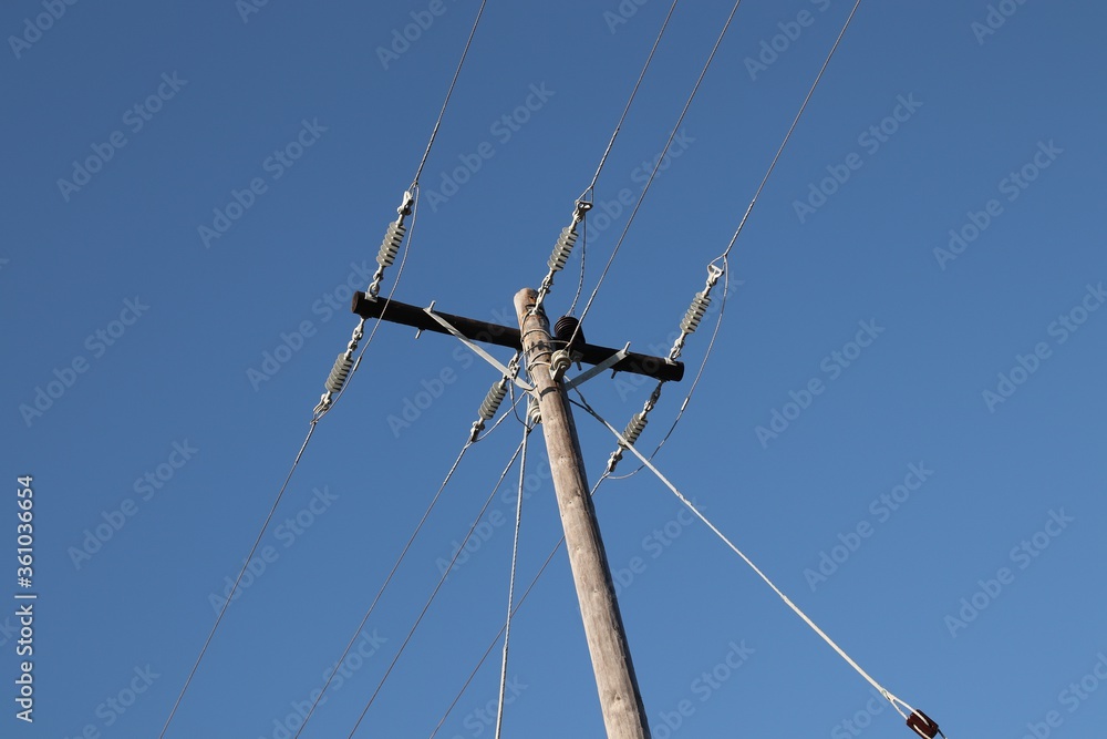 Wall mural Picture of an overhead power line