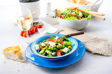 Rustic Greek salad with sheep's cheese