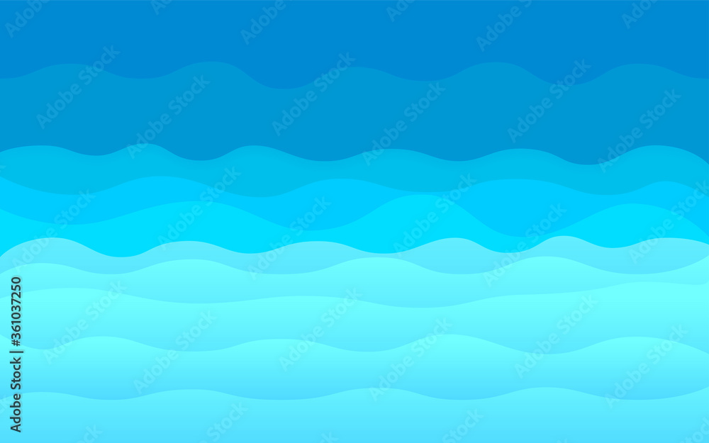 Poster blue abstract ocean waves vector background