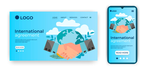 Fototapeta na wymiar International agreement.Template for the user interface of the website's home page.Landing page template.The adaptive design of the smartphone.vector illustration.