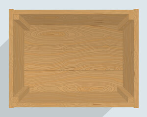 Vector illustration. Wooden box. Top view.
