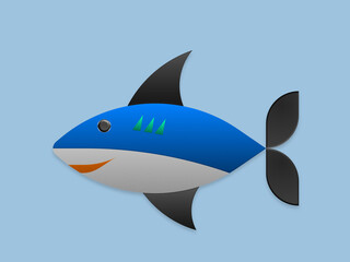 Hai Icon auf blauen Hintergrund.