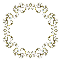 Vector illustration of gold ornament in Baroque style square rectangular frame