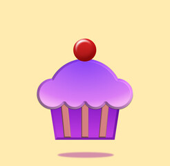 Kleine bunte Kuchen mit einer Kirsche.