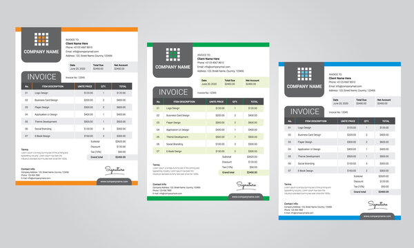 Modern and minimalist Business invoice template for Creative Business. calculation file payment document illustration.